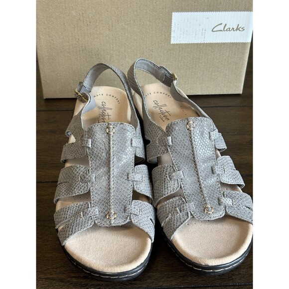 CLARKS Collection Sandals, Light Gray Leather Lexi Marigold  Women's 9.5 M NEW! - Picture 2 of 9